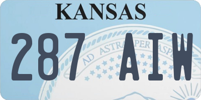KS license plate 287AIW