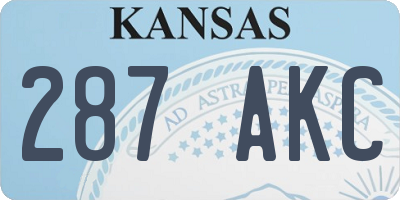 KS license plate 287AKC