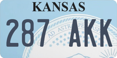 KS license plate 287AKK