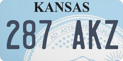 KS license plate 287AKZ