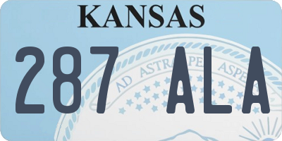 KS license plate 287ALA