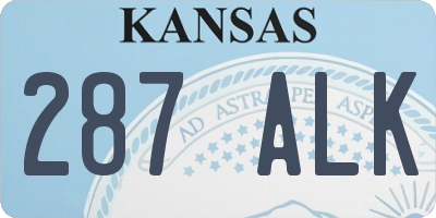 KS license plate 287ALK