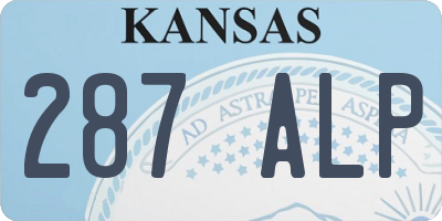 KS license plate 287ALP