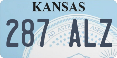 KS license plate 287ALZ