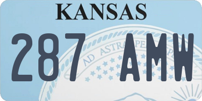 KS license plate 287AMW