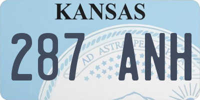 KS license plate 287ANH
