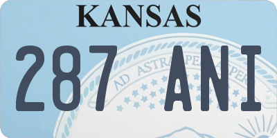 KS license plate 287ANI