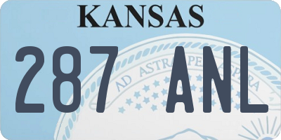 KS license plate 287ANL