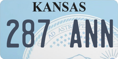 KS license plate 287ANN