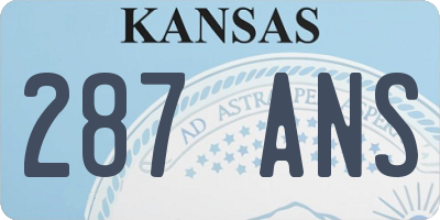 KS license plate 287ANS