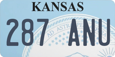 KS license plate 287ANU