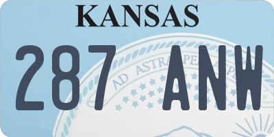 KS license plate 287ANW
