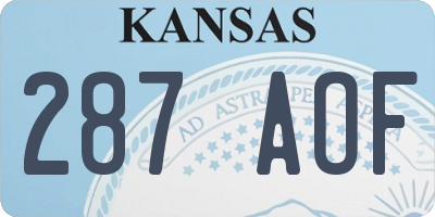 KS license plate 287AOF