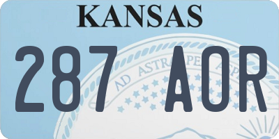 KS license plate 287AOR