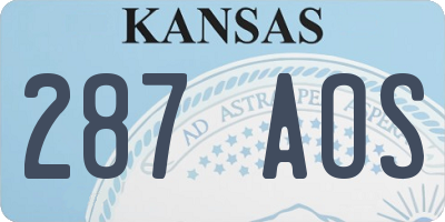 KS license plate 287AOS