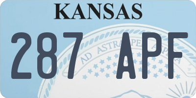 KS license plate 287APF