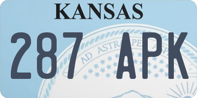 KS license plate 287APK