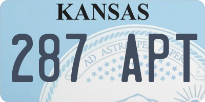 KS license plate 287APT