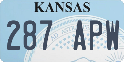 KS license plate 287APW