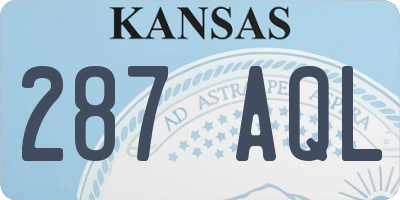 KS license plate 287AQL