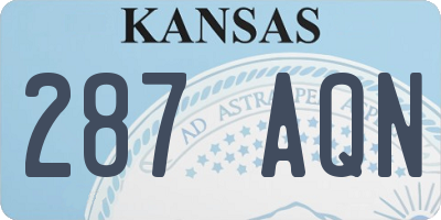 KS license plate 287AQN