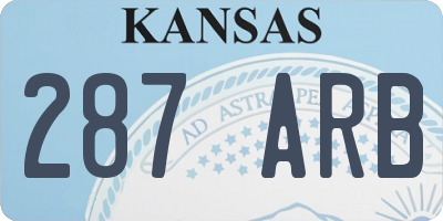 KS license plate 287ARB