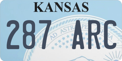 KS license plate 287ARC