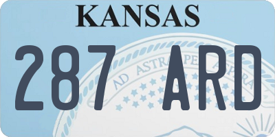 KS license plate 287ARD