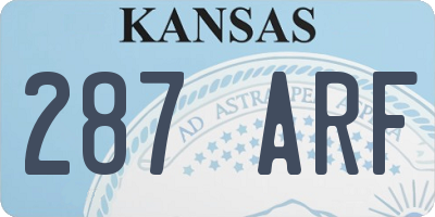 KS license plate 287ARF