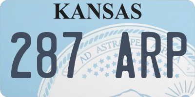 KS license plate 287ARP