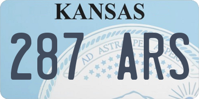 KS license plate 287ARS