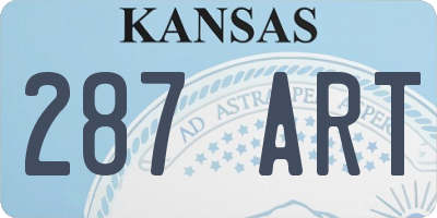 KS license plate 287ART
