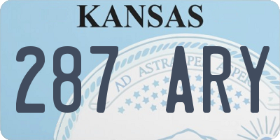 KS license plate 287ARY