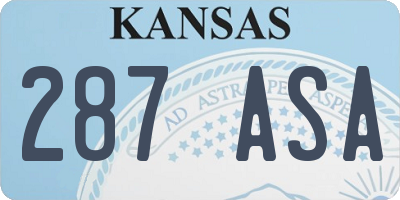 KS license plate 287ASA