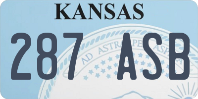 KS license plate 287ASB