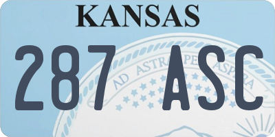 KS license plate 287ASC