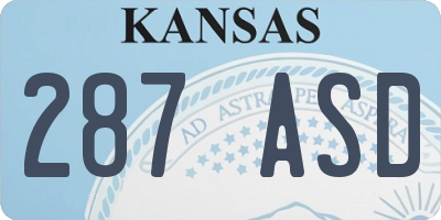 KS license plate 287ASD