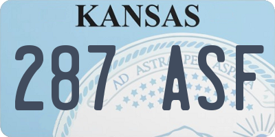 KS license plate 287ASF