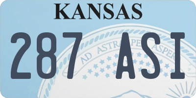 KS license plate 287ASI