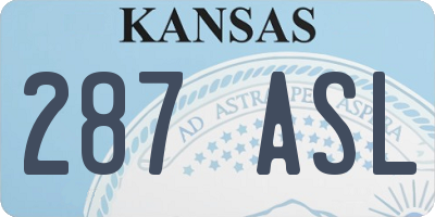 KS license plate 287ASL