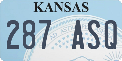 KS license plate 287ASQ