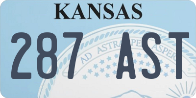 KS license plate 287AST