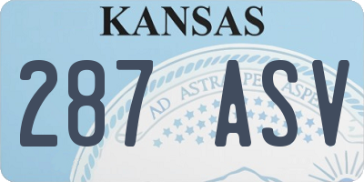KS license plate 287ASV