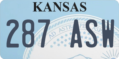 KS license plate 287ASW