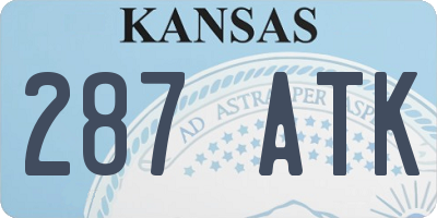 KS license plate 287ATK