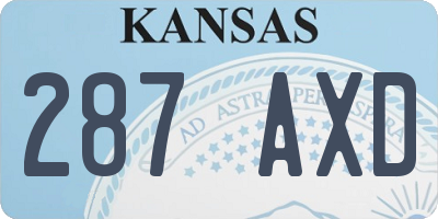 KS license plate 287AXD