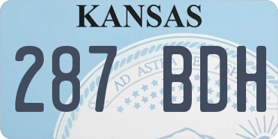KS license plate 287BDH
