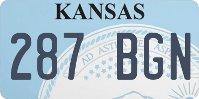 KS license plate 287BGN
