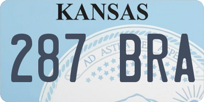 KS license plate 287BRA