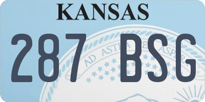 KS license plate 287BSG